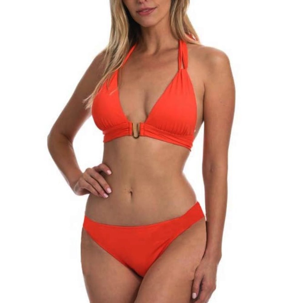 NWT La Blanca Island Goddess Halter Bikini Top 16 & Bottom 12 Set